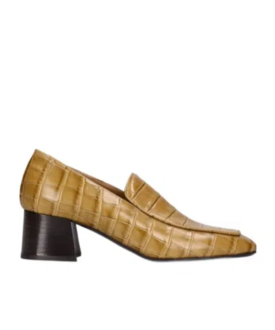 Totême 55mm The Block Heel Leather Pumps In 다크 옐로우