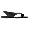 Totême Black Suede Low One-finger Sandals With Elasticated Ankle Strap In Black