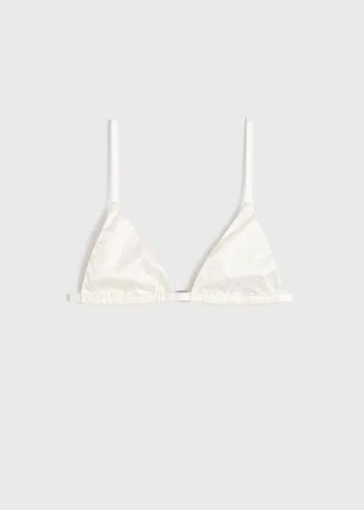 Totême Toteme Satin Bikini Top In White