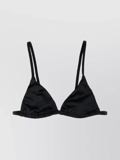 Totême Satin Bralette With Elastic Band And Triangle Cups In Black
