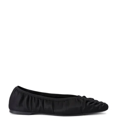 Totême Womens Black The Gathered Square-toe Satin Flats