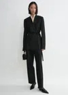 Totême Satin-lapel Wrap Blazer Black In Black