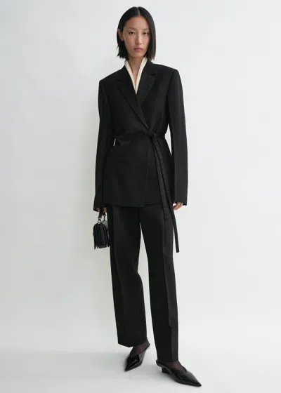 Totême Satin-lapel Wrap Blazer Black