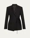 Totême Satin-lapel Wrap Blazer Black In Black