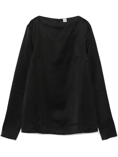 Totême Satin Long-sleeves Top In Black