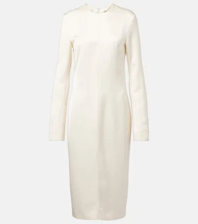 Totême Satin Midi Dress In White