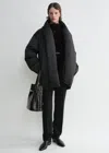 Totême Satin Puffer Jacket Black In Black