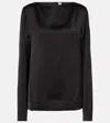 Totême Satin Top In Black