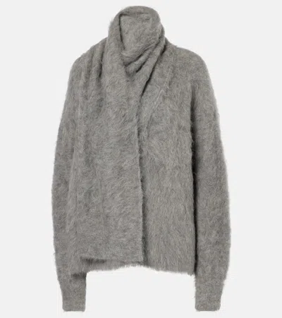Totême Scarf-detail Alpaca-blend Sweater In Grey Melange