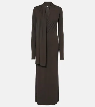 TOTÊME SCARF-DETAIL JERSEY MAXI DRESS