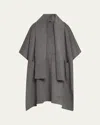 Totême Grey Coat With Scarf In Wool Woman In Dark Grey