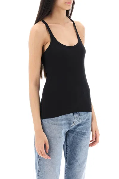Totême Scoop Neck Rib Tank Top In Black