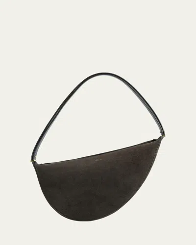 Totême Scooped Sling Suede Shoulder Bag In Pepper