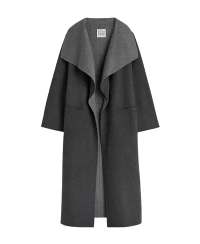 Totême Signature Wool-cashmere Coat In Dark Grey Melange