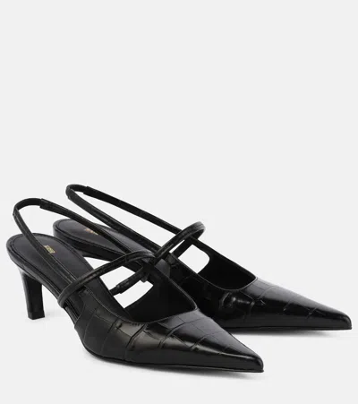 TOTÊME SHARP CROC-EFFECT LEATHER SLINGBACK PUMPS