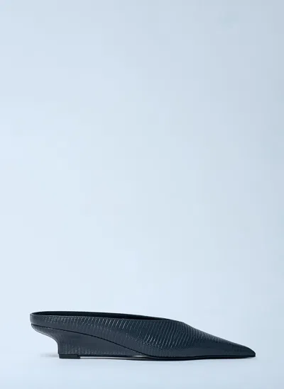 TOTÊME SHARP LIZARD-EMBOSSED WEDGE MULES