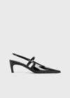 Totême The Sharp 50 Patent-leather Slingback Pumps In Black