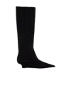 Totême Black Suede Knee-high Boots With Low Heel In Black