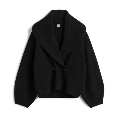 Totême Toteme Wool Knit Scarf-lapel Cardigan With Double-breasted Design In Black