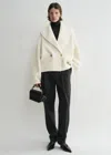 Totême Toteme Double Breasted Shawl Collar Wool Blend Rib Cardigan In Milk