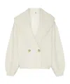 Totême Toteme Double Breasted Shawl Collar Wool Blend Rib Cardigan In White