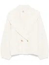 Totême Toteme Double Breasted Shawl Collar Wool Blend Rib Cardigan In Beige