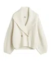 Totême Toteme Double Breasted Shawl Collar Wool Blend Rib Cardigan In White