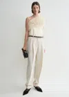 Totême One-shoulder Shearling-trimmed Top In Macadamia