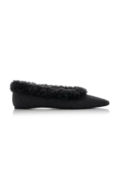 TOTÊME SHEARLING-EDGE FLANNEL BALLET FLATS