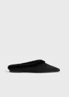 Totême Shearling-trimmed Suede Slippers In Black