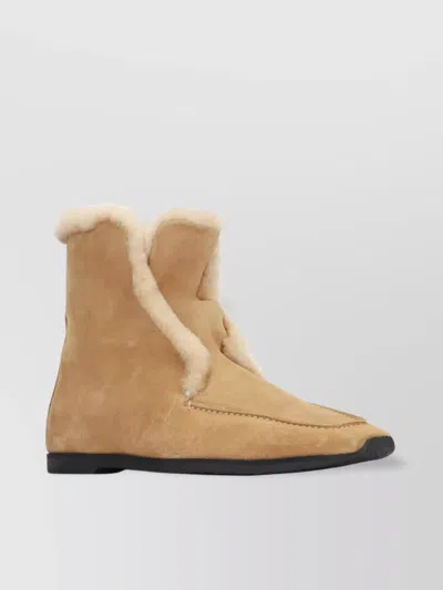 TOTÊME SHEARLING-EDGE SUEDE WINTER BOOTS WITH FLAT SOLE