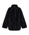 Totême Teddy Shearling Overcoat Jacket In Black