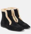 Totême Shearling-lined Leather Ankle Boots In Black