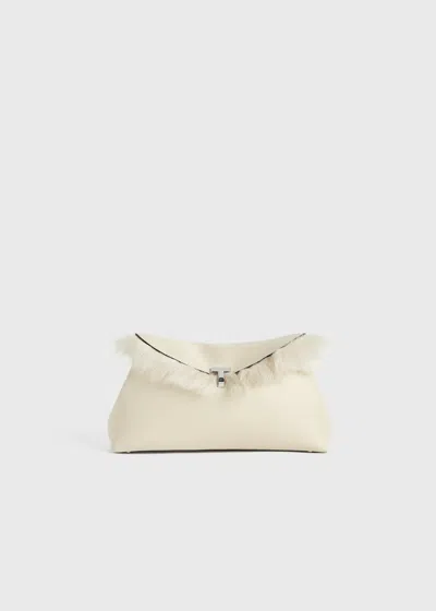 Totême Shearling T-lock Clutch Ecru