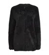 Totême Toteme Teddy Genuine Shearling Zip Jacket In Black