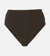 Totême Shirred Jersey Bikini Bottoms In Brown