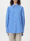 Totême Kimono-sleeve Poplin Button-down Shirt In 蓝色
