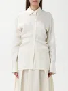 Totême Toteme Slouch Waist Satin Button-up Shirt In White