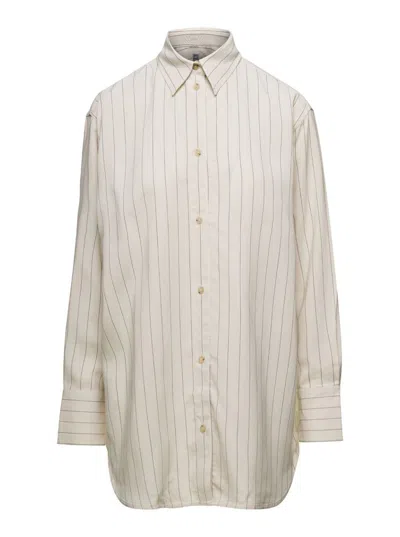 Totême Classic Striped Viscose Blend Shirt In White