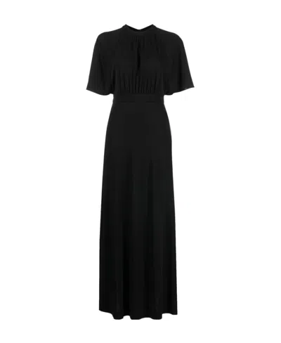 Totême Short-sleeve Gathered Maxi Dress In Black