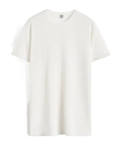 Totême Toteme Monogram Embroidered Curved T Shirt In White