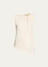 Totême Shoulder-twist Cotton Linen Top In Light Beige