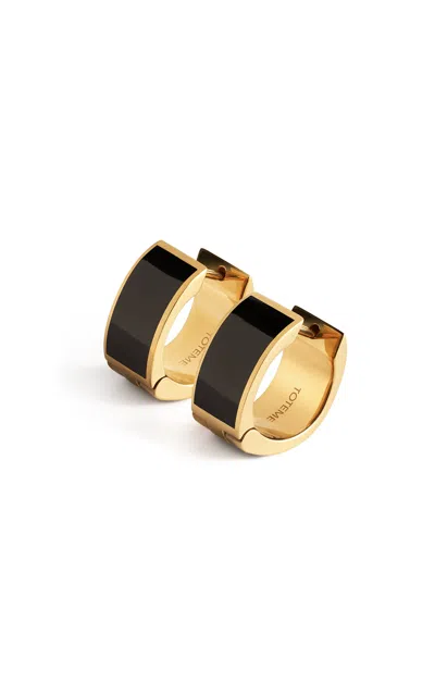Totême Signature Enameled 18k Gold-plated Hoop Earrings In Black