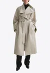 Totême Signature Linen-blend Coat Sand In Beige