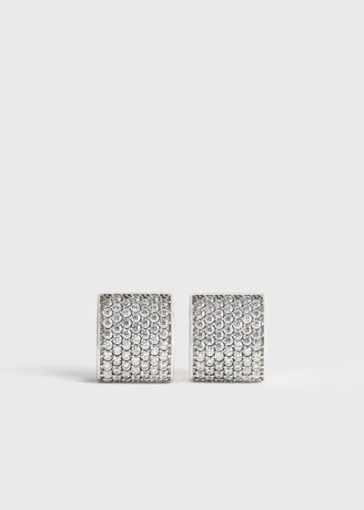 Totême Signature Pavé Hoops Silver In Metallic