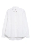 Totême Signature Cotton Shirt In White/ Ochre Pinstripe