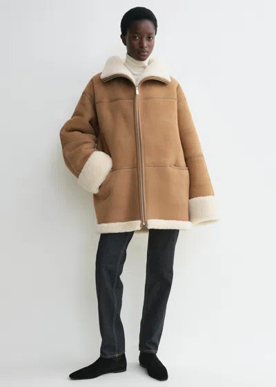 Totême Signature Shearling Jacket Biscuit