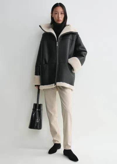 Totême Black Signature Shearling Jacket