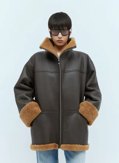 Totême Signature Shearling Jacket In Brown