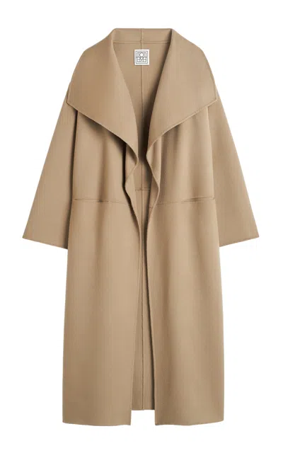 Totême Signature Draped Wool And Cashmere-blend Coat In Beige